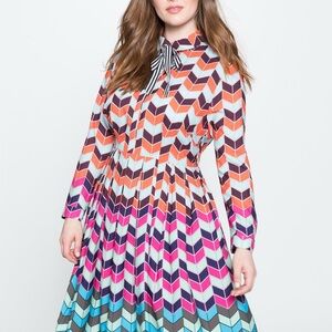 Eloquii Multicolor Chevron Long Sleeve Dress